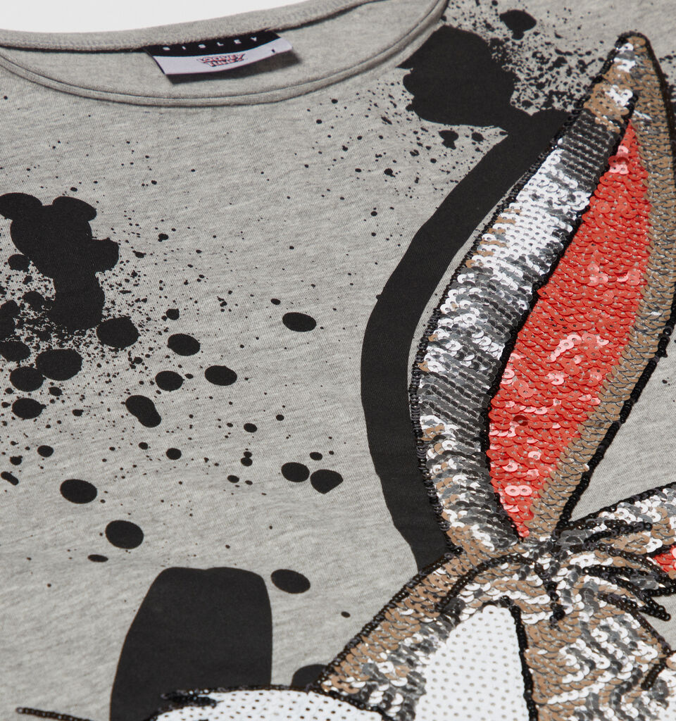 Oversized ©Looney Tunes t-shirt with sequins - girls' short sleeve t-shirts - Gray | Sisley Young image number 2